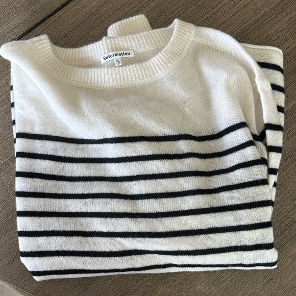 Reformation Black and White Striped cashmere sweater. - Picture 1 of 3